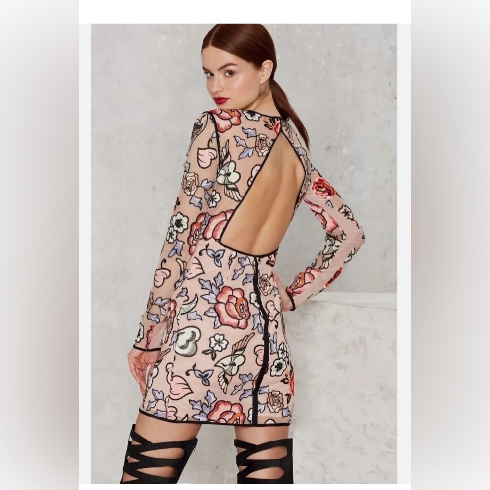 Nasty gal tattoo deep embroidery mesh dress